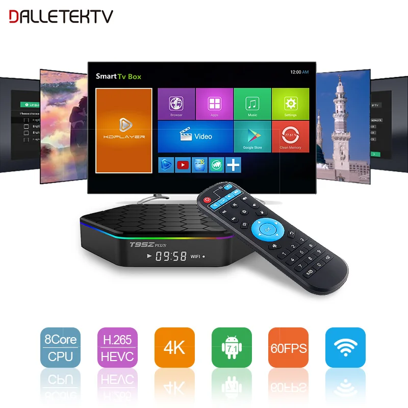 T95Z PLUS Android TV BOX Amlogic S912 7 1 4K Box Поддержка BT двухдиапазонный WIFI H.265 медиаплеер Set Top