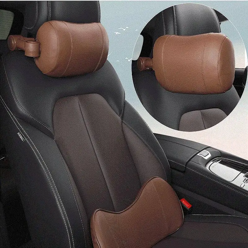 Car Headrest Pillow Car Neck Pillows Pu Leather Pack Headrest For Head