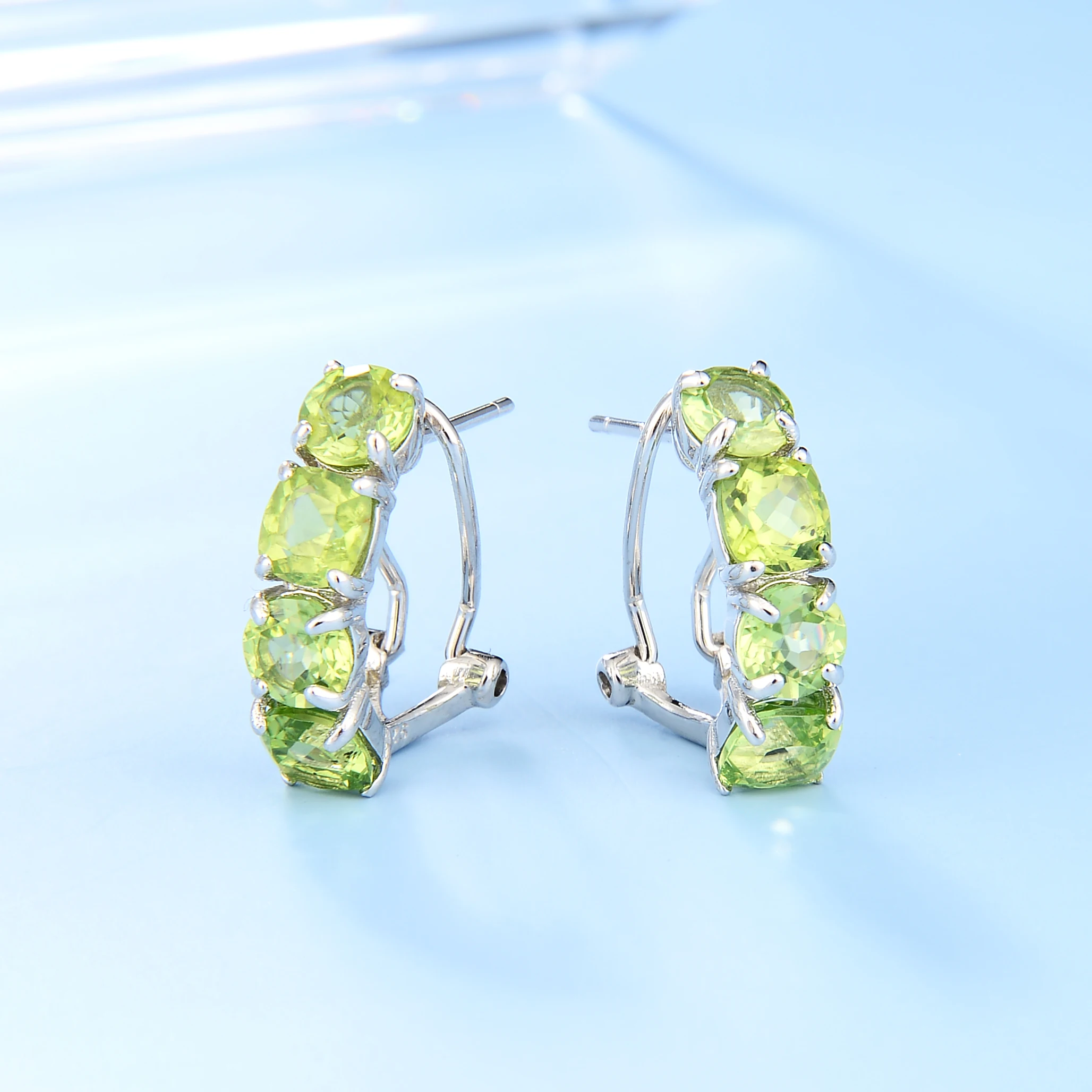 GEM'S balet naturalny Peridot czarny granat mistyczny Topaz kobiet Hoop kolczyki 925 Sterling srebrne kolczyki z klejnotem biżuterii