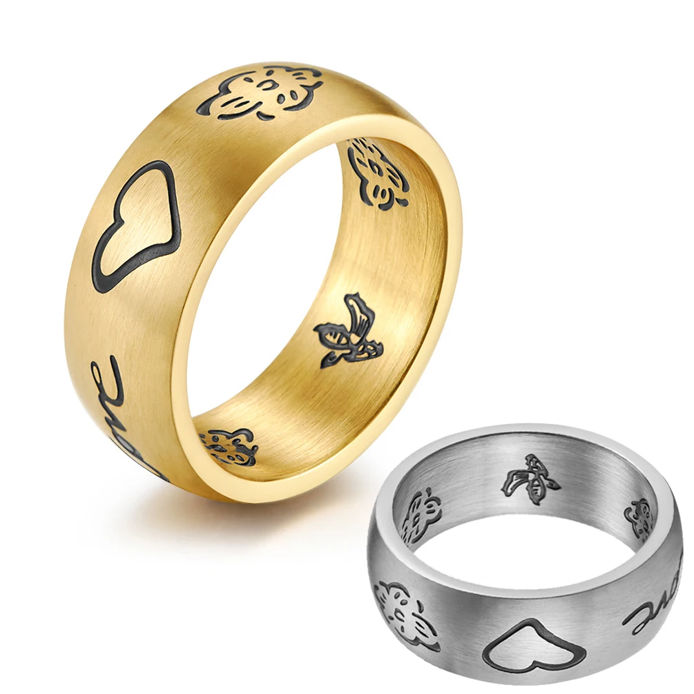 Stainless Steel Birthday Party Jewelry Gift for Ladies Men Gold Silver Color Heart Love Rings | Украшения и аксессуары