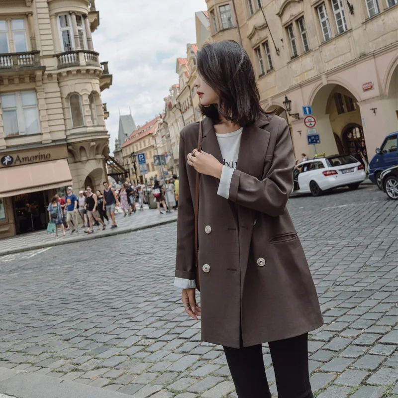 

Hong Kong Flavor Spring And Autumn New Style Small Suit Mid-length Korean-style Slimming Suit Casual Long Sleeve Large Size Stud