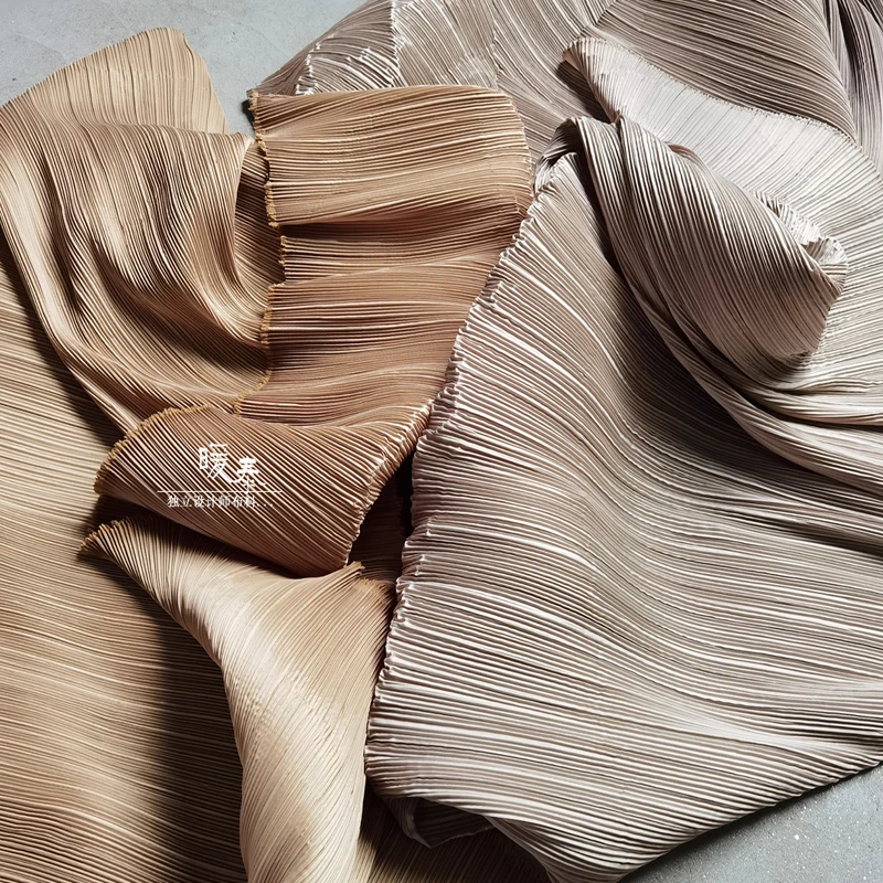 주름진 원단 토양 색, 밀 색 줄무늬 주름, DIY 아트 페인팅, 웨딩 장식 스커트, 원피스 의류, 디자이너 원단