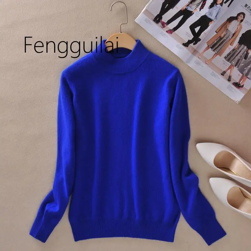 Womens Cashmere Elastic Autumn Winter Half Turtleneck Sweaters and Pullovers Wool Sweater Slim Tight Bottoming Knitted Pullover Womens Cashmere Elastic Autumn Winter Half Turtleneck Sweaters and Pullovers Wool Sweater Slim Tight Bottoming Knitted Pullover
