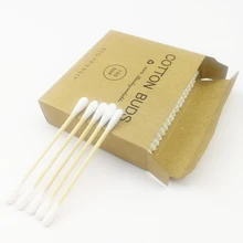 100 шт./упак. двойной головкой бамбук ватным тампоном Женская палка ухо ватных палочек для медицинский моечный Советы Инструменты нос уши деревянные палочки