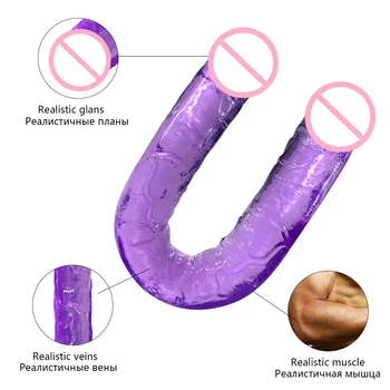 Realistic Dildo Double Ended Dildo Sex Toys for Woman Erotic Soft Long Jelly Dildo for Lesbian Flexible Big Penis Masturbator 2