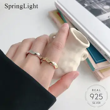 

Springlight Möbius Wave Twisted English Ring Real 925 Sterling Silver Creative Handmade Designer Fine Jewelry Rings for Women