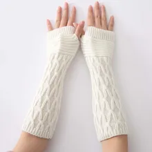 Лидер продаж, женские перчатки, зимние перчатки для запястья, теплые однотонные трикотажные длинные перчатки без пальцев, прямая покупка, guantes Wd3