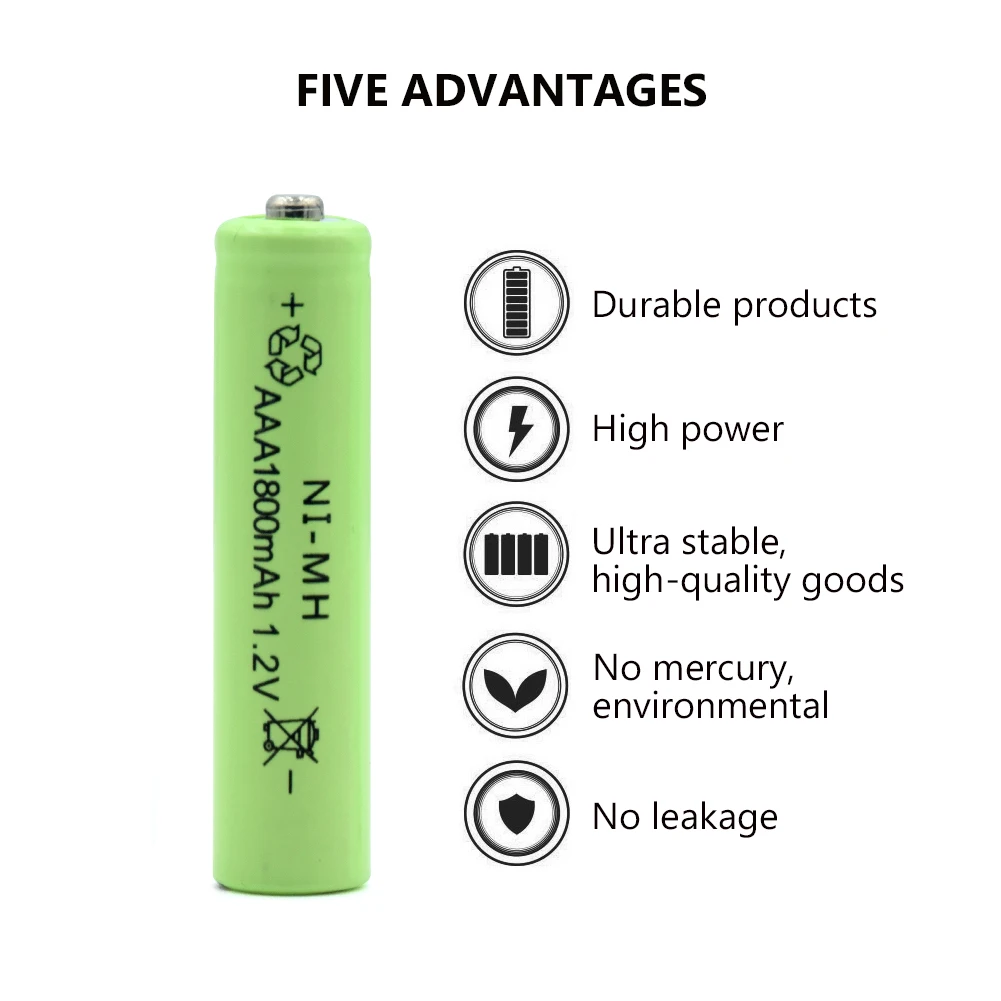 20 шт AAA 1800mAh 1,2 V Quanlity аккумуляторная батарея Ni-MH 1,2 V аккумуляторная батарея 2A NiMH батарея