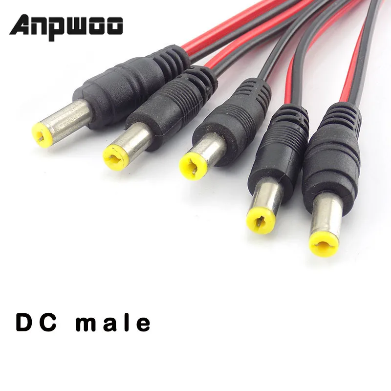 Conectores de extensión de CC de 12V, adaptador de Cable macho hembra, fuente de alimentación de 5,5x2,1mm, tira de luz LED, cámara CCTV de 26cm de longitud