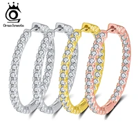 ORSA JEWELS 35mm Big Size Women Hoop Earrings Full Zircon 35 MM Circle Earrings Trendy Delicate Lady Luxury Party Jewelry OE137 2
