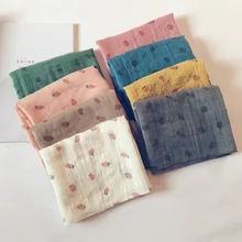 Тонкий шарф с клубничным узором, разноцветный чистый хлопок, для детей, девочек от 1 до 8 лет, теплый воротник, весна осень и зима