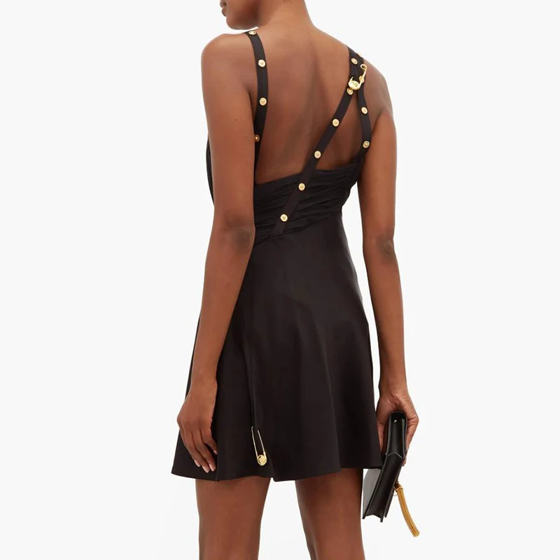 TWOTWINSTYLE Asymmetrical Patchwork Pin Dress For Women Spaghetti Strap Off Shoulder High Waist Dresses Female Autumn New 2019 (2).jpg