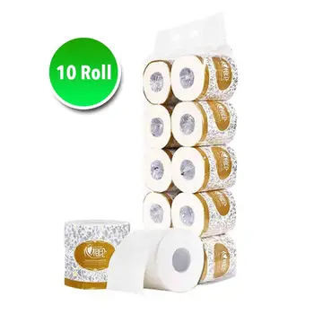 

10 Rolls Toilet Paper Bathroom Toilet Paper 3 Ply Thicken Toilet Roll Paper Tissue Roll For Home Kitchen Dining Table