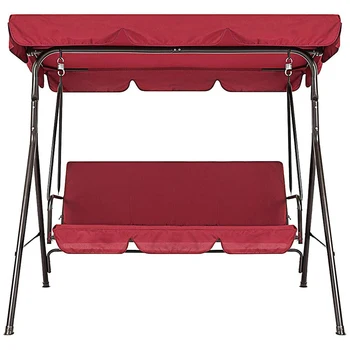 

Terrace Swing Chair Cover 2 Pieces / Set Universal Garden Chair Dustproof 3-Seater Outdoor Cover (Red)