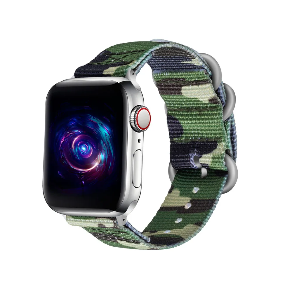 Нейлон Apple, часы, нейлоновый ремешок для наручных часов Series 5 42 мм, 38 мм, версия ткань-как ремешок для iwatch, версия 4/3/2/1 подходит для 40 мм 44 аксессуары - Цвет ремешка: Jungle