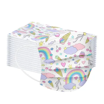 

100PC Children's Disposable Mask Camouflage Prints Non-woven Face Mask 3 Layers Ply Filter Breathable Earloops Mask Mascarilla