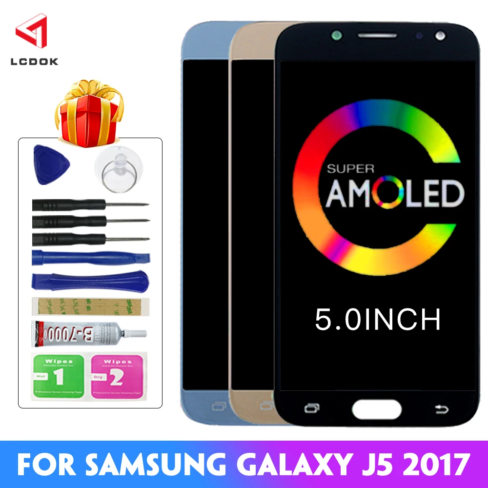 Супер AMOLED J530 lcd для samsung Galaxy J5 Pro J530 J530F J530FM lcd дисплей кодирующий преобразователь сенсорного экрана в сборе части панели