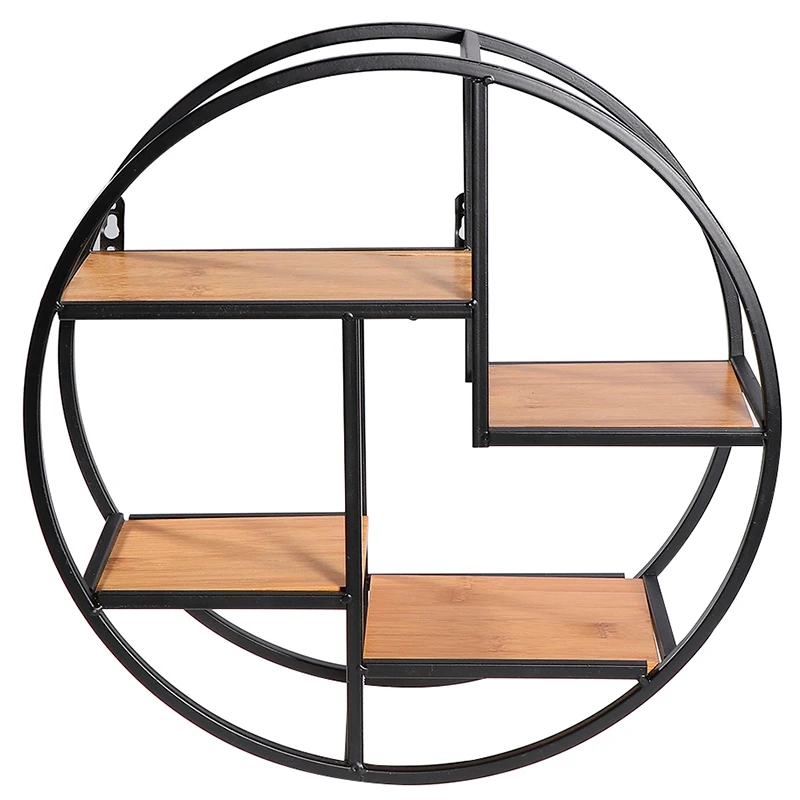 

Wall Mounted Iron Shelf Round Rack Wall Storage Holder For Pantry Living Room Bedroom Kitchen