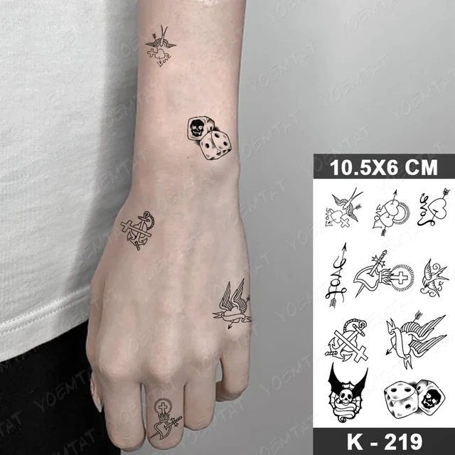 Waterproof Temporary Tattoo Sticker Small Simple Line Flower Flash Tatoo Cute Leaf Finger Wrist Fake Tatto For  Body Art Women 08-K219