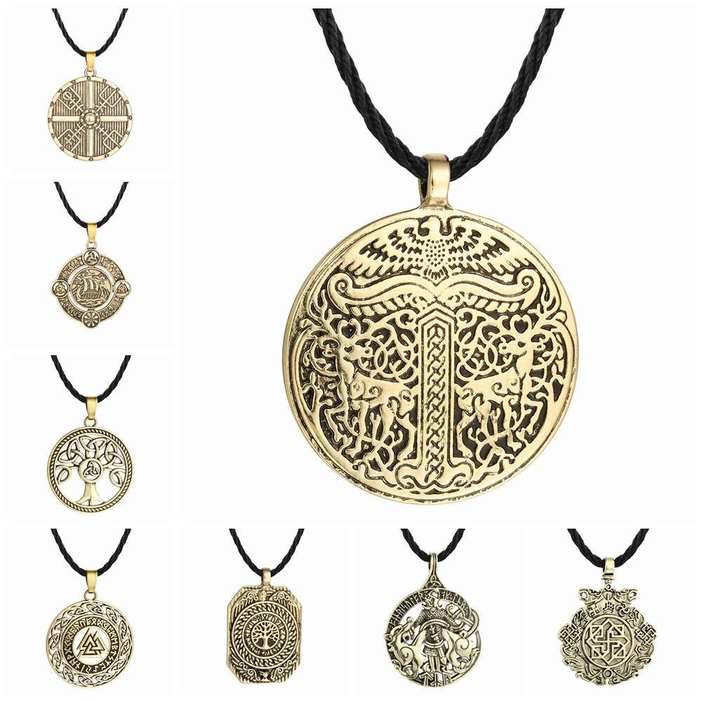 

Viking Symbols Norse Symbols Asatru Symbols Kolovrat Triquetra Valknut Vegvisir Swastika Tree Of Life Pendants Necklace For Men