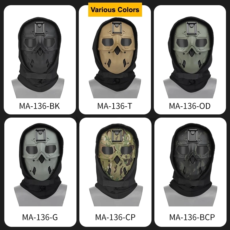Multi-Function Tactical Full Face Wild Mask with Night Vision Compatibility for Cosplay and Party Props