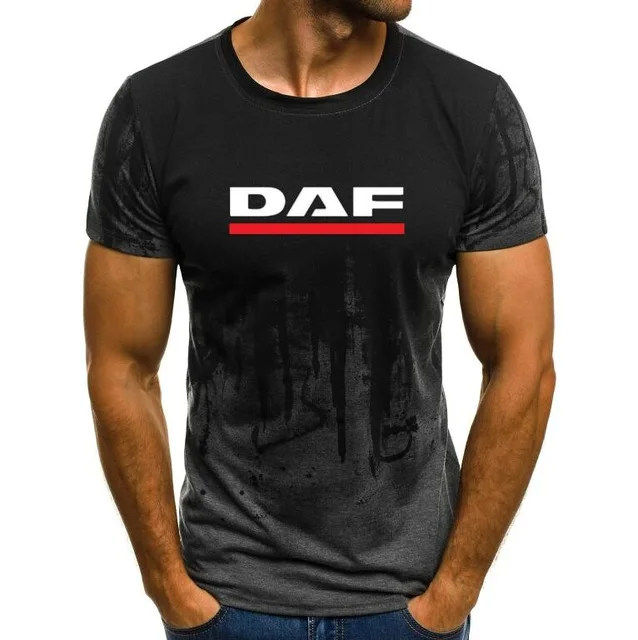 DAF Футболка с принтом Для мужчин градиент Цвет короткий рукав мускулистый мышцы Классические однотонные ботинки с острым носком Блузка Футболка Топ Повседневное забавная футболка с длинным рукавом Лето C
