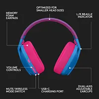 Logitech G435 Lightspeed Bluetooth Wireless Gaming Headset Over-Ear Headphones Built-in mics Compatible with Dolby Atmos for PC 5