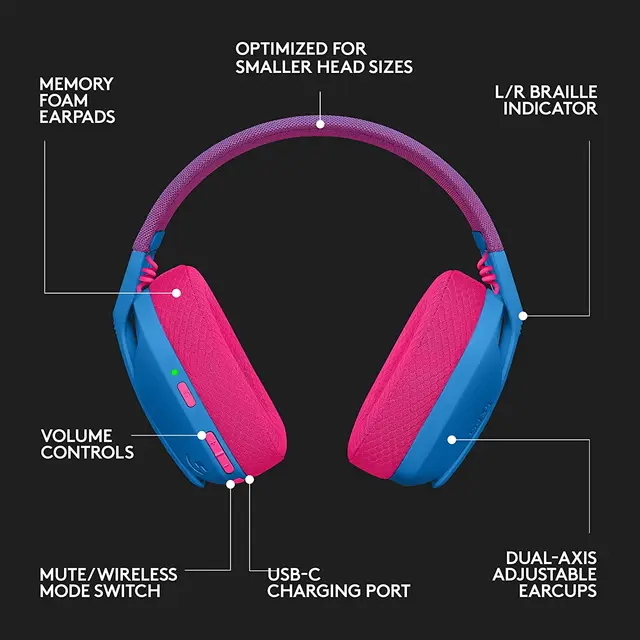 Logitech G435 Lightspeed Bluetooth Wireless Gaming Headset Over-Ear Headphones Built-in mics Compatible with Dolby Atmos for PC 5