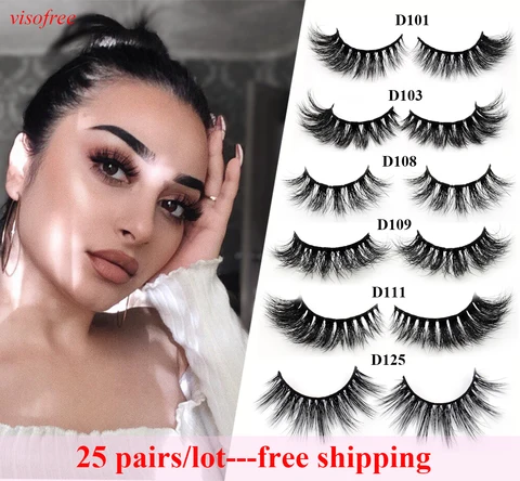 Extensão dos Cílios Pares Lote Visofree Cílios 3d Mink Dramáticos Vison Handmade Macio Lashes Maquiagem 25 –