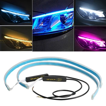 

2x 30/45/60cm Waterproof Running Light Flexible Soft Tube Guide LED Strip Turn Signal Switchback Indicator Daytime Running Light