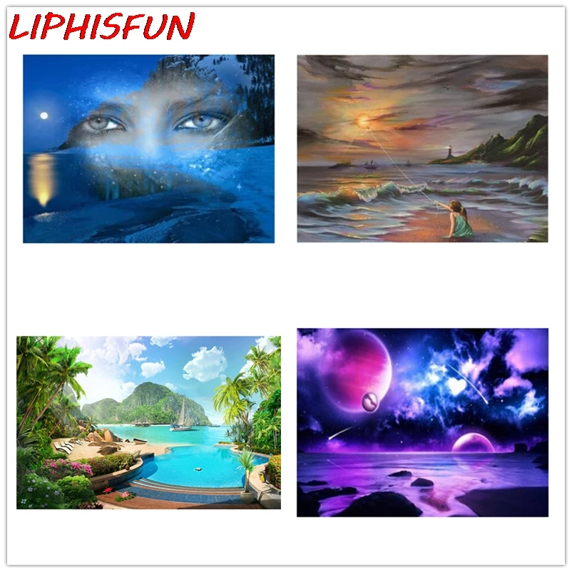 Новое поступление алмазная 5d картина LIPHISFUN сделай сам с изображением ночного