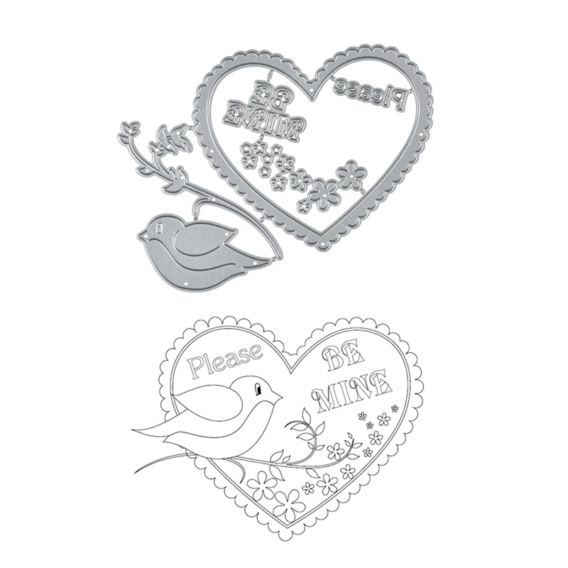 

YaMinSanNiO Love Heart Brid Patton Metal Cutting Dies 2019 for Card Making Scrapbooking Die Embossing Cuts Stencils Crafts New
