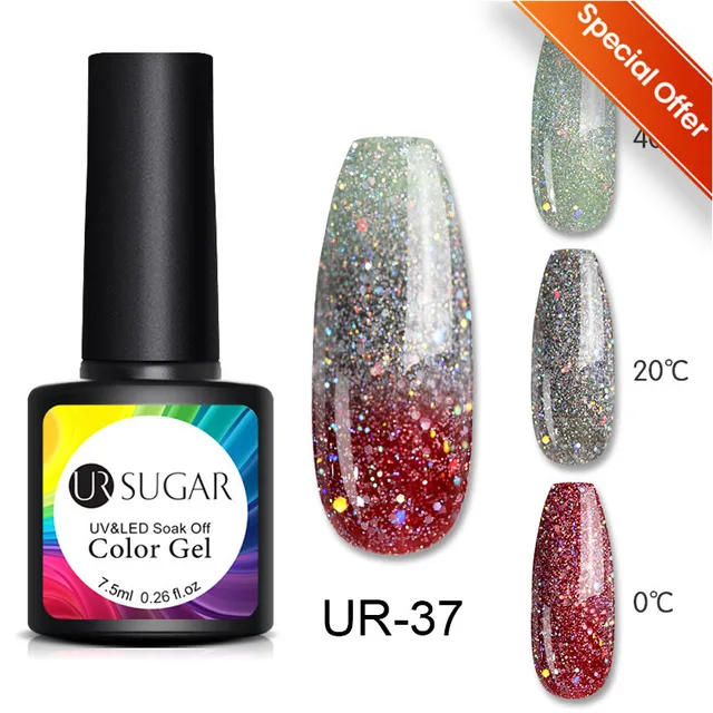 UR SUGAR 7.5ml Luminous Thermal Gel Nail Polish 2 In 1 Color Changing Glow in Dark Soak Off Manicuring UV Gel Nail Art Varnish 48106-37