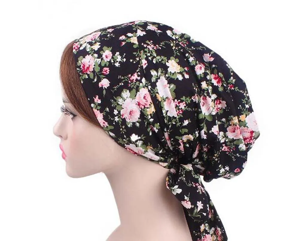 XEONGKVI сельская печать Длинная лента галстук голова Skullies Beanies весна осень брендовые хлопковые шапки для женщин тюрбан шапочка для химиотерапии