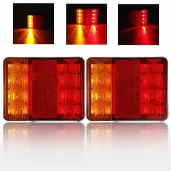 

2pcs 12V 24V LED Car Truck Tail Light Taillight Rear Brake Light Signal Indicator Marker for Camper Trailer Lorry Bus Caravans