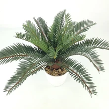 Palmier artificiel Tropical de 45cm, grandes branches de faux Cycas, feuilles de palmier en plastique, plantes en pot pour décoration de bureau et de maison