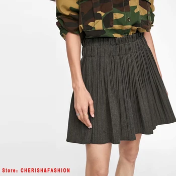 

2020 Pleated skirt women skirt Elegant high waist female mini skirt A-line Party club wear ladies sexy short skirt Black Gray