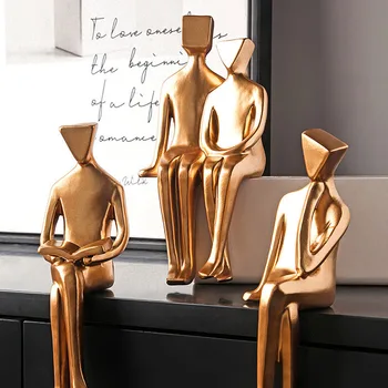 

Nordic Modern Simple Golden Character figurine favorite ornament crafts for room decoration and souvenir gift