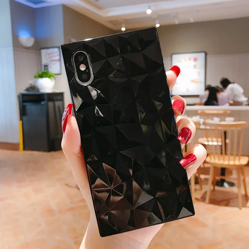 Подходит для iPhone11 PRO 11 PRO MAX, чехол для мобильного телефона с бриллиантами, чехол из ТПУ с квадратным алмазным узором и защитой от падения