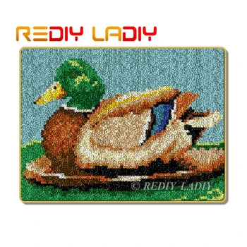 

Latch Hook Rug Kits Make Your Own Rug Wild Ducks Crocheting Cushion DIY Carpet Rug Acrylic Yarn Printed Canvas Hobby & Crafts