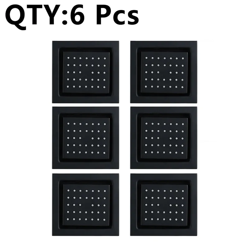 Black 6 Pcs 13x12 см черный Душ тело струй душ дождевой Душ Массажная струя Ванная комната Душ скрытая стена квадратный латунный распылитель для тела для душа - Color: Black 6 Pcs