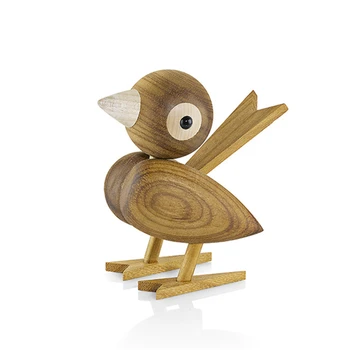 

Danish Gifts Wooden Lovebird Figurines Nature Oak Wood Birds Colorful Statue Animal Figure Home Decoration Accessories New
