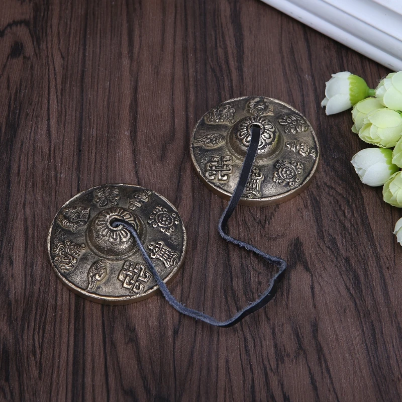 Handcrafted Tibetan Meditation Tingsha Cymbal Bell with Buddhist Lucky Symbols