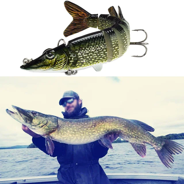 US $4.13 SEALURER 1pcs Artificial Pike Lure 125cm 20g 9segement Isca Muskie Fishing Lures Swimbait Plastic