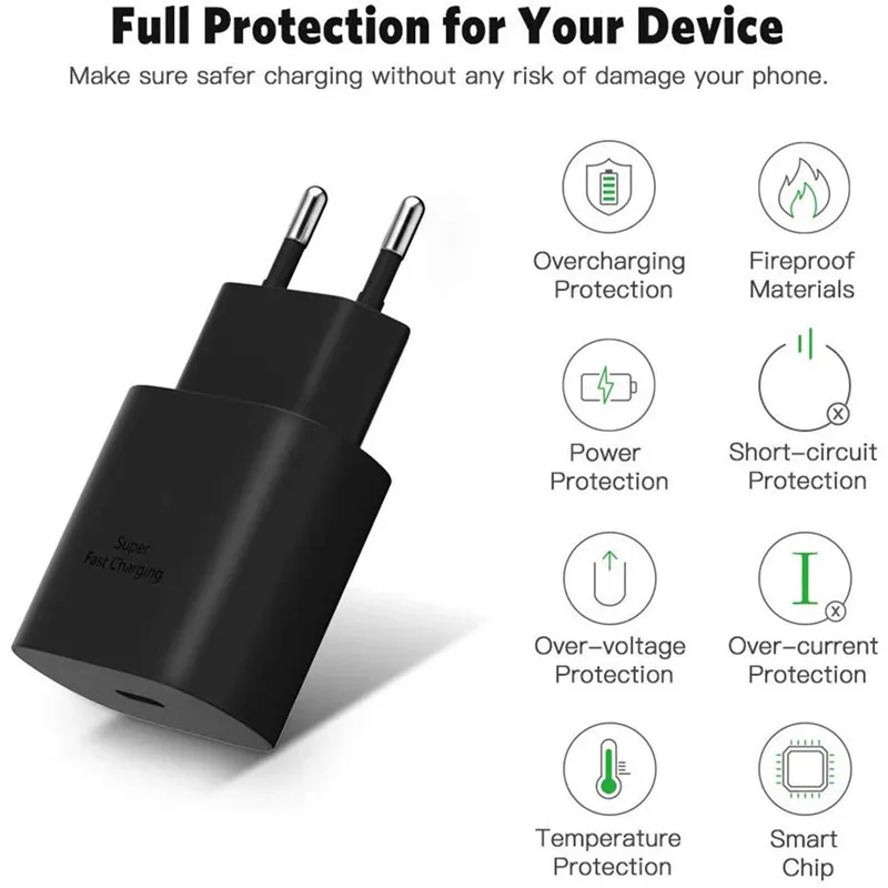 usb c 5v 3a 25W PD USB C Quick Charge Adapter For Samsung Galaxy Note 10 20 S21 A71 M52 Z Flip 3 5G Super Fast Charger Type C To USB C Cable mobile phone chargers