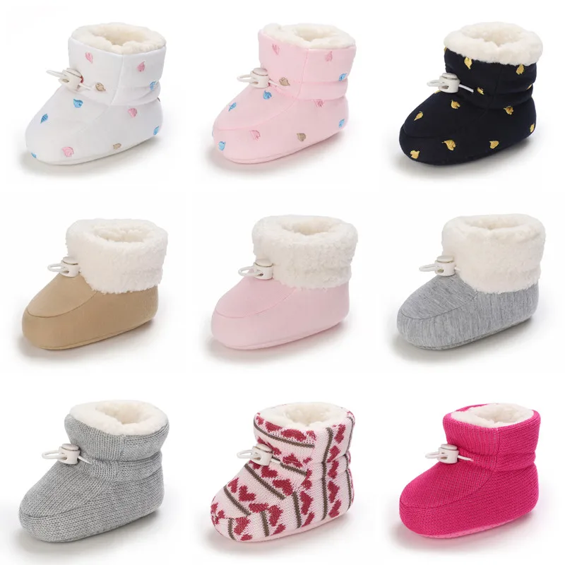 Baby Winter Boots Infant Toddler Newborn Cute Solid Color Wool For Girl Boy First Walkers Keep Warm Snowfield Booties