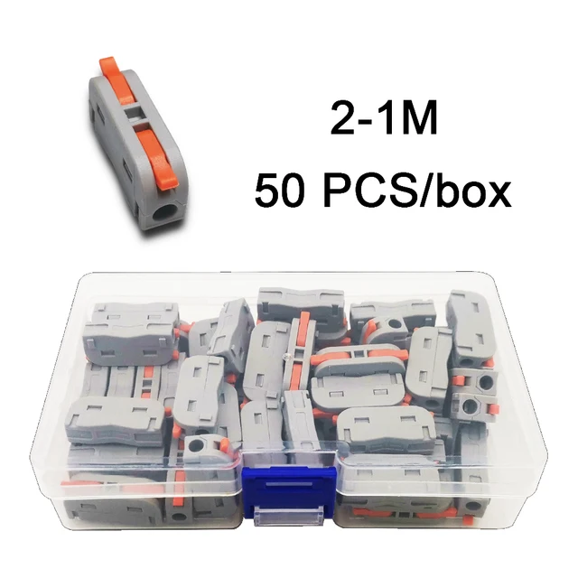Mini Fast Boxed Wire Connector 2-2M DF-42/62 Compact Conductor Spring Wiring Connector Conductor Push-in Terminal Block 2-1M 50PCS