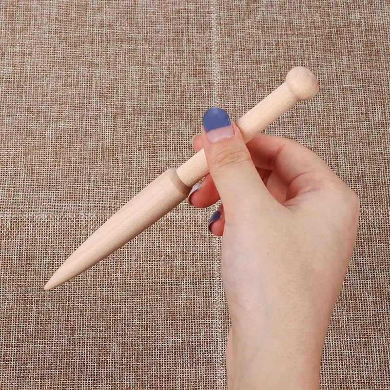 Комплект из 2 предметов Diy инструмент для плетения древесины трикотажный свитер палантин бобины палка одна осветительная головка, твердые вязальный крючок для рукоделия, вязания инструменты