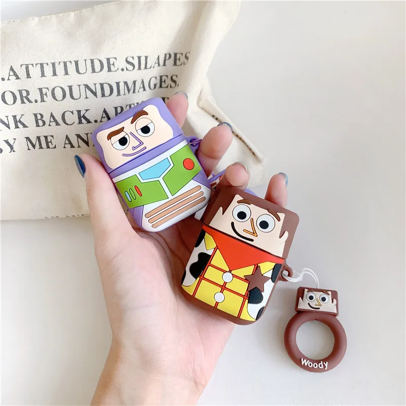 Милая история игрушек мультфильма древесный Базз Лайтер корпусы гарнитурные для Apple Airpods 1/2 силиконовый защитный чехол для наушников Аксессуары