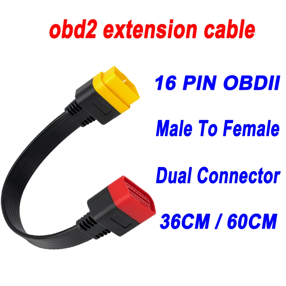 OBD2 Удлинительный кабель 36 см 16 контактный двойной разъем штекер гнездо для